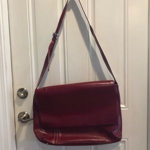 Red leather computer bag